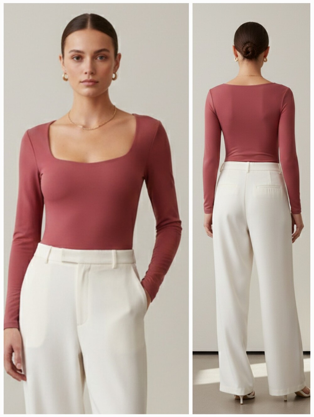 Abercrombie & Fitch S Dusty Rose Soft AF Collection Contour Bodysuit Minimalist